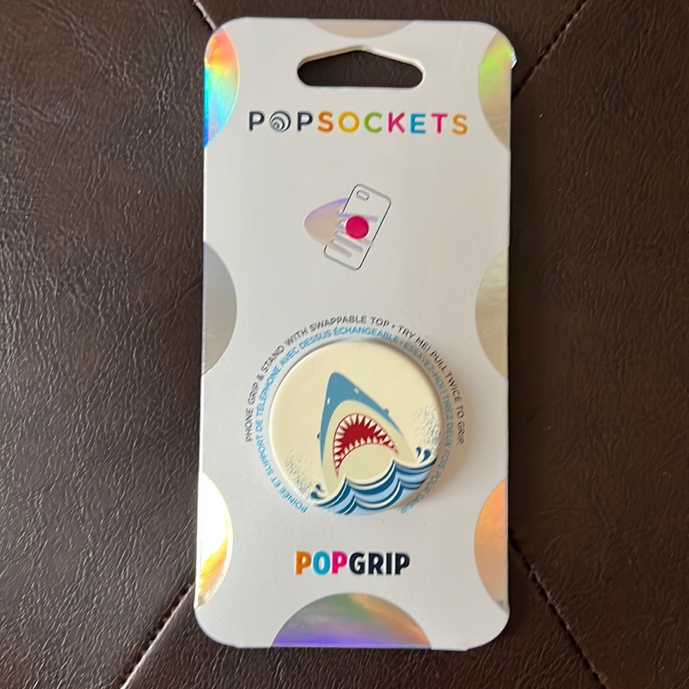 PopSockets, Popgrip phone grip and stand with swappable top. Shark design 🦈